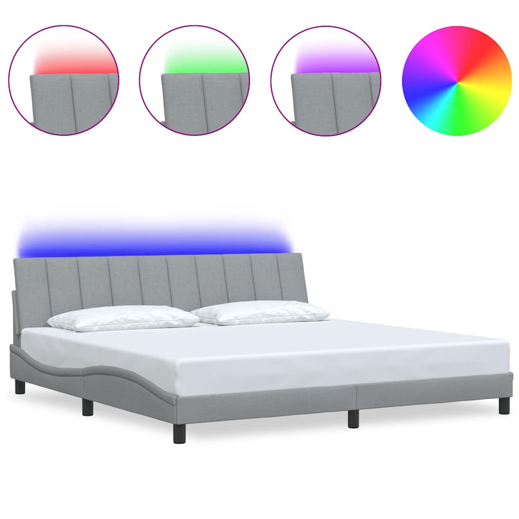 Cadre de lit sans matelas Hanko gris clair 200x200 cm tissu