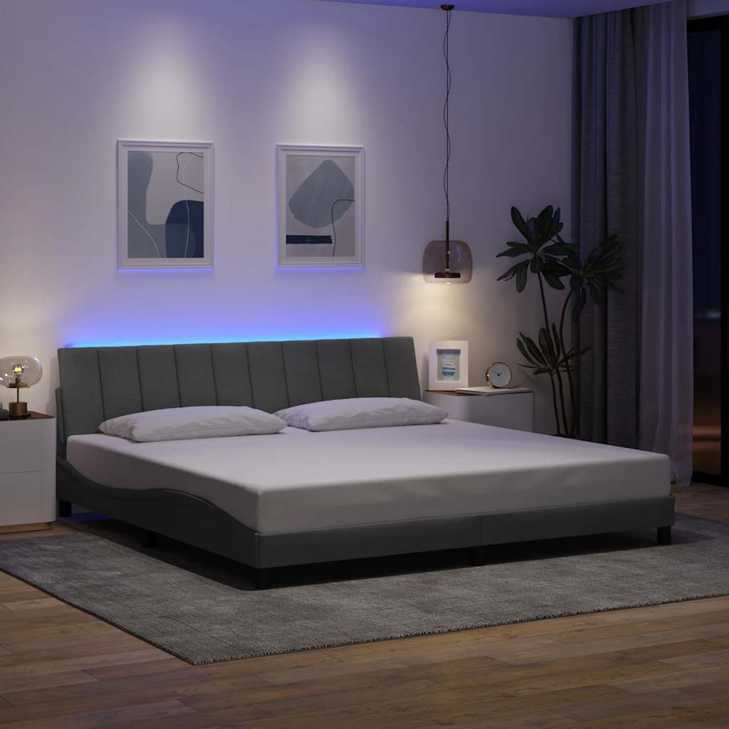 Cadre de lit sans matelas Hanko gris clair 200x200 cm tissu
