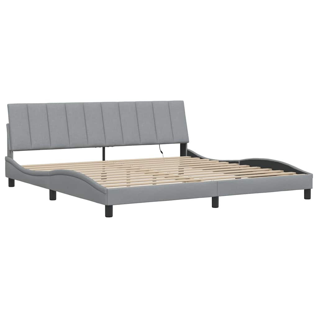 Cadre de lit sans matelas Hanko gris clair 200x200 cm tissu
