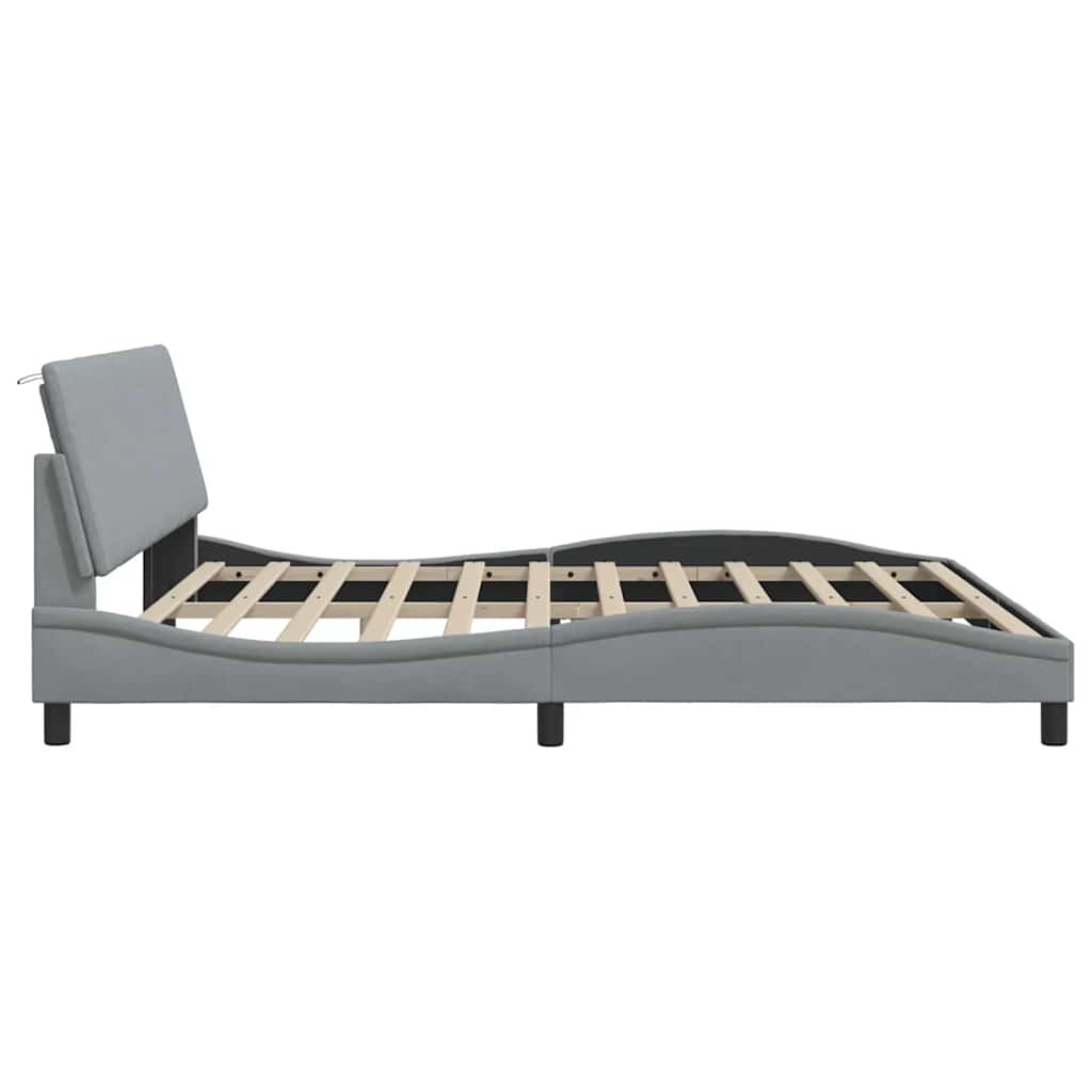 Cadre de lit sans matelas Hanko gris clair 200x200 cm tissu
