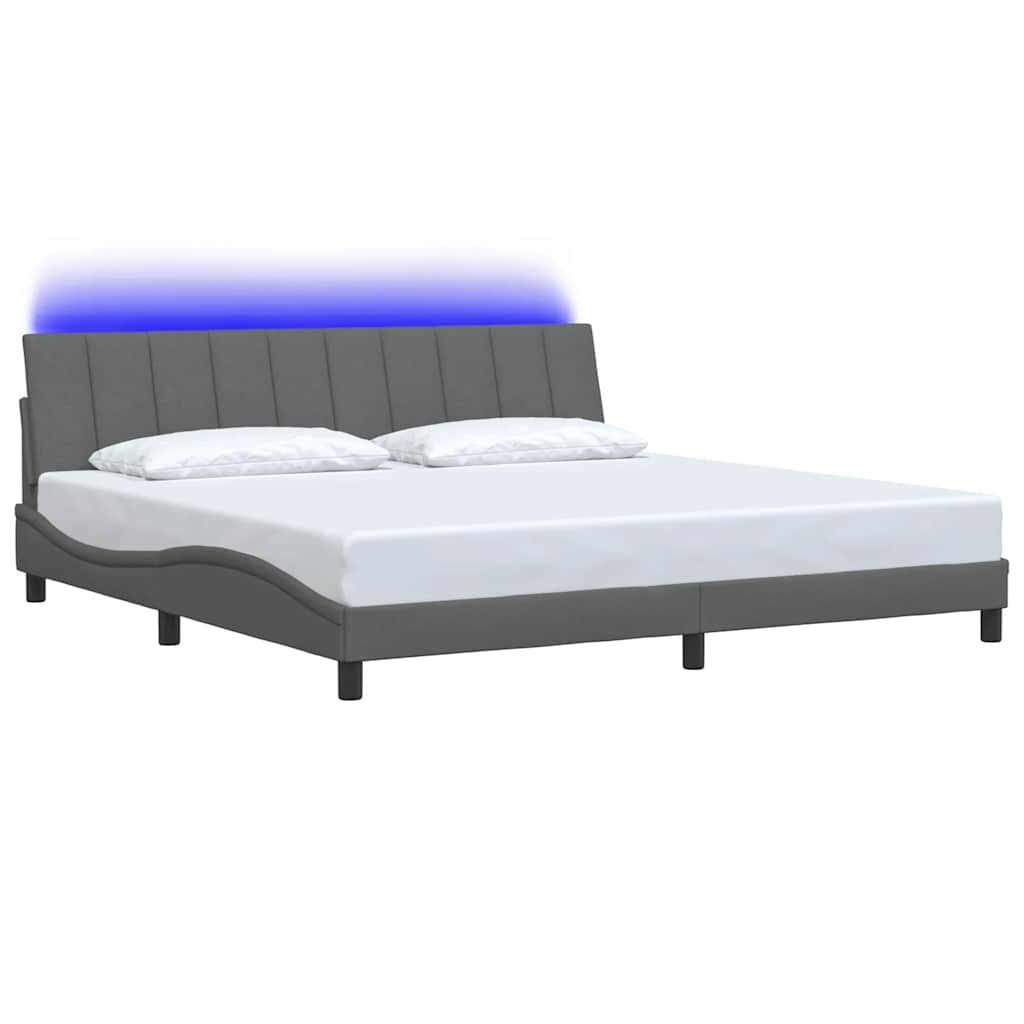Cadre de lit sans matelas Hanko gris foncé 200x200 cm tissu - XIOS