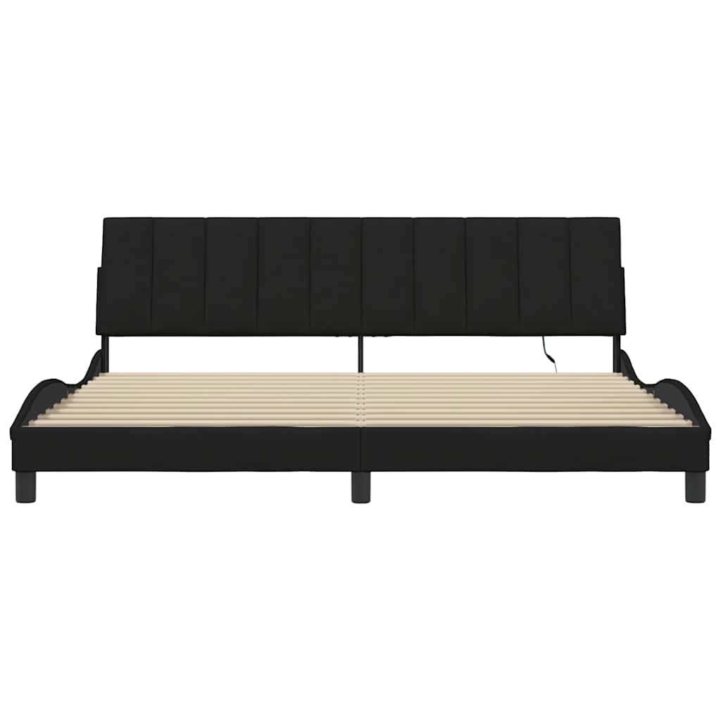 Cadre de lit sans matelas Hanko noir 200x200 cm tissu - XIOS