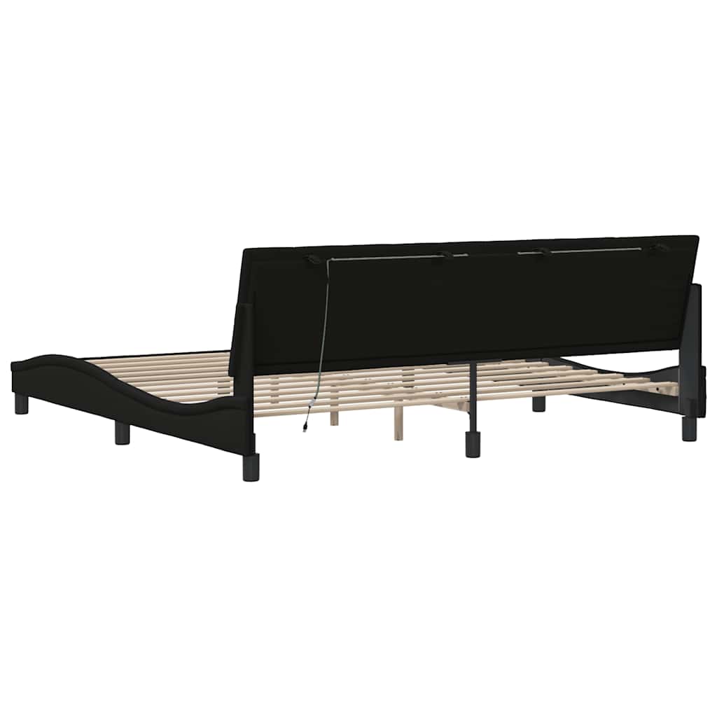 Cadre de lit sans matelas Hanko noir 200x200 cm tissu - XIOS