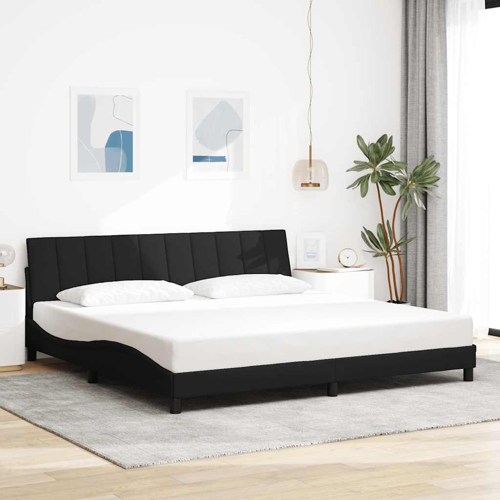 Cadre de lit sans matelas Hanko noir 200x200 cm tissu - XIOS