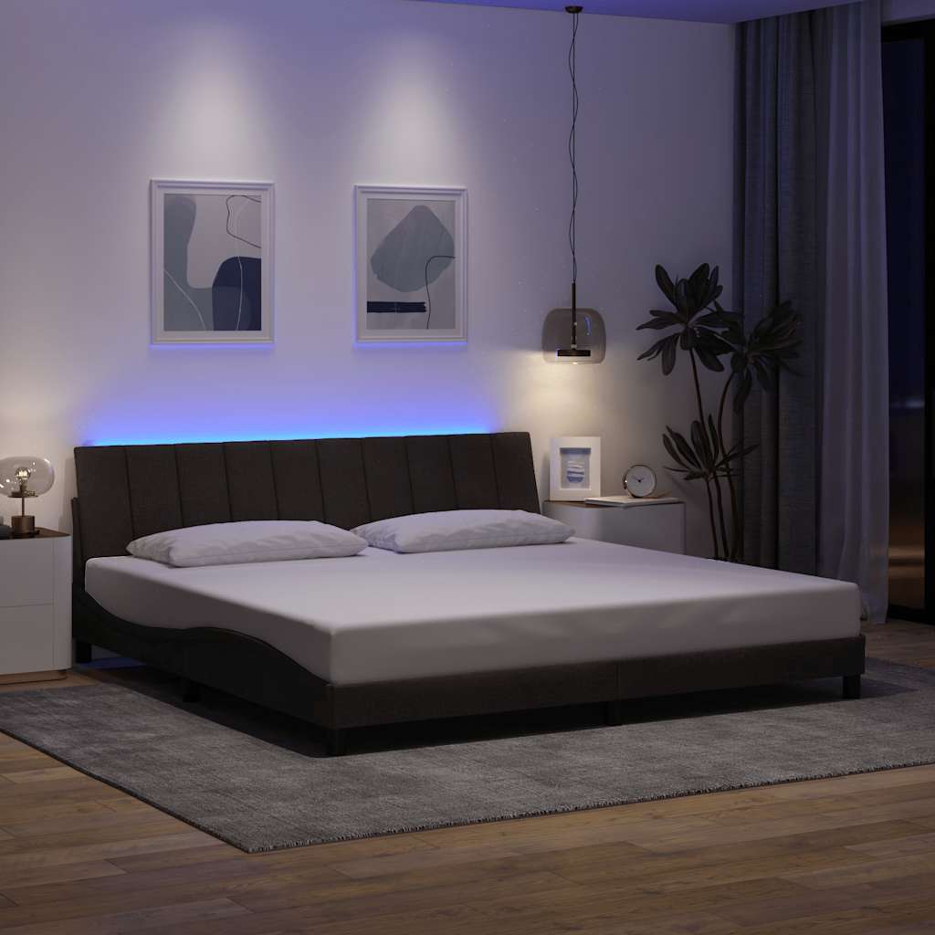 Cadre de lit sans matelas Hanko marron foncé 200x200 cm tissu - XIOS