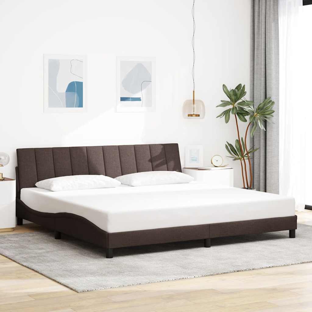 Cadre de lit sans matelas Hanko marron foncé 200x200 cm tissu - XIOS
