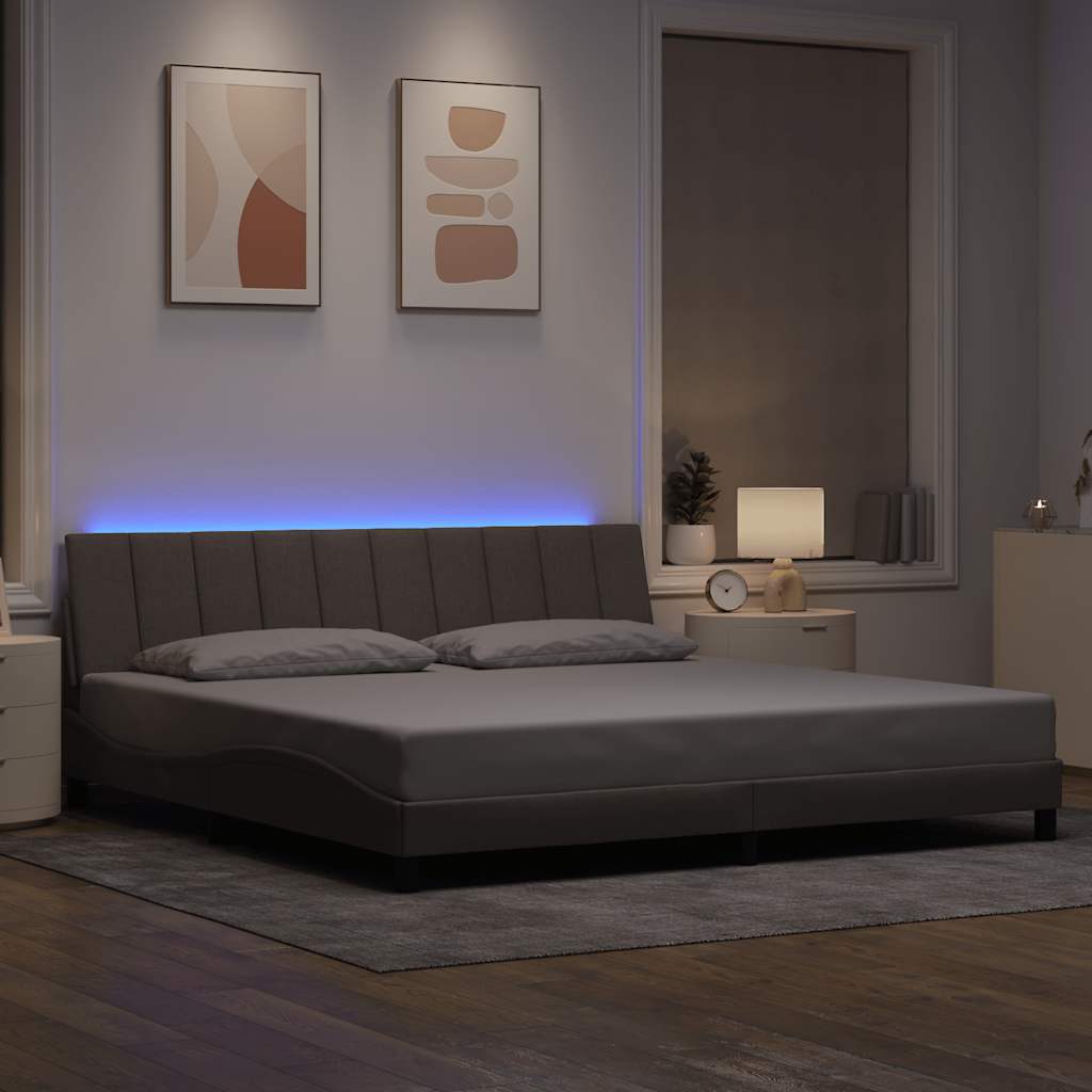 Cadre de lit sans matelas Hanko taupe 200x200 cm tissu