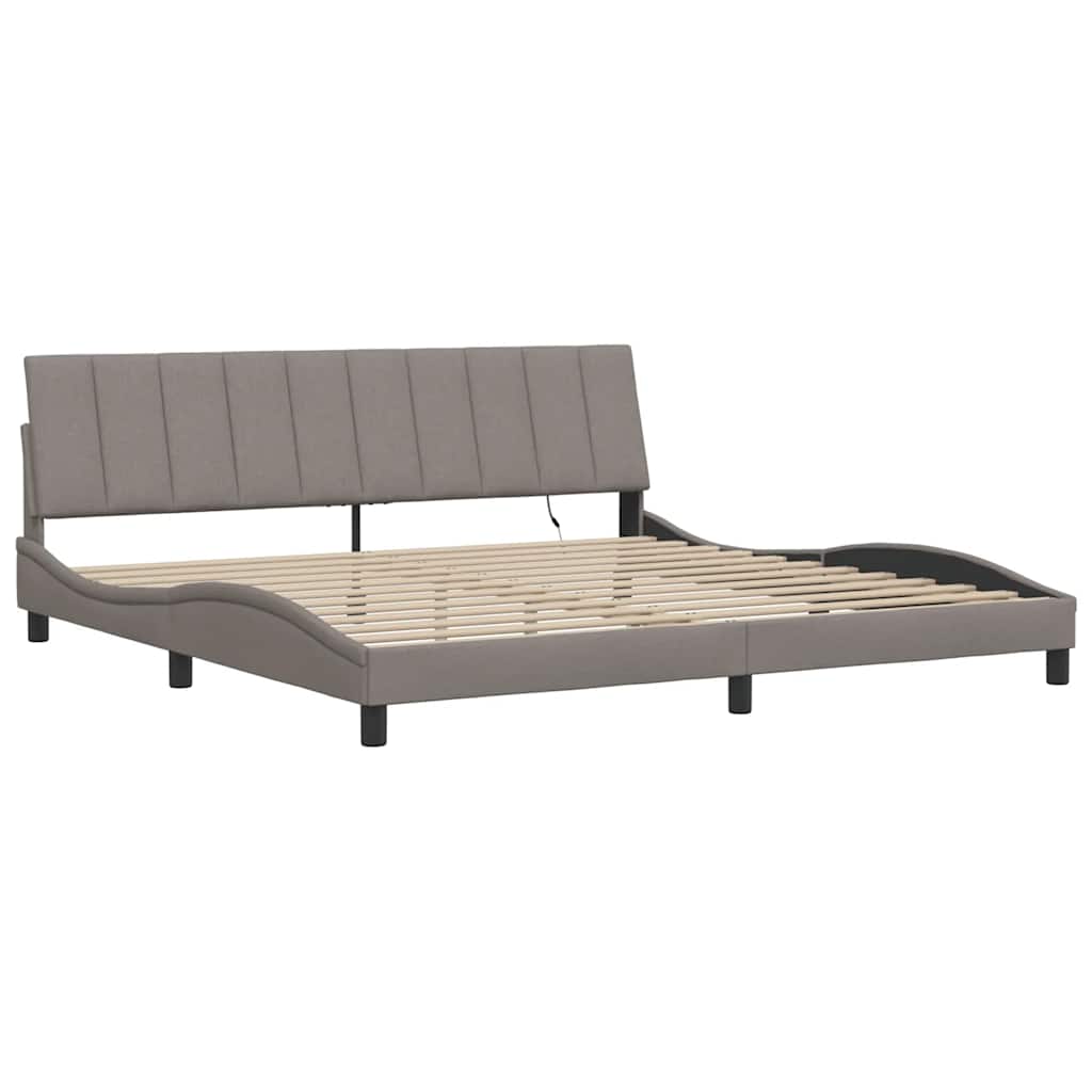Cadre de lit sans matelas Hanko taupe 200x200 cm tissu