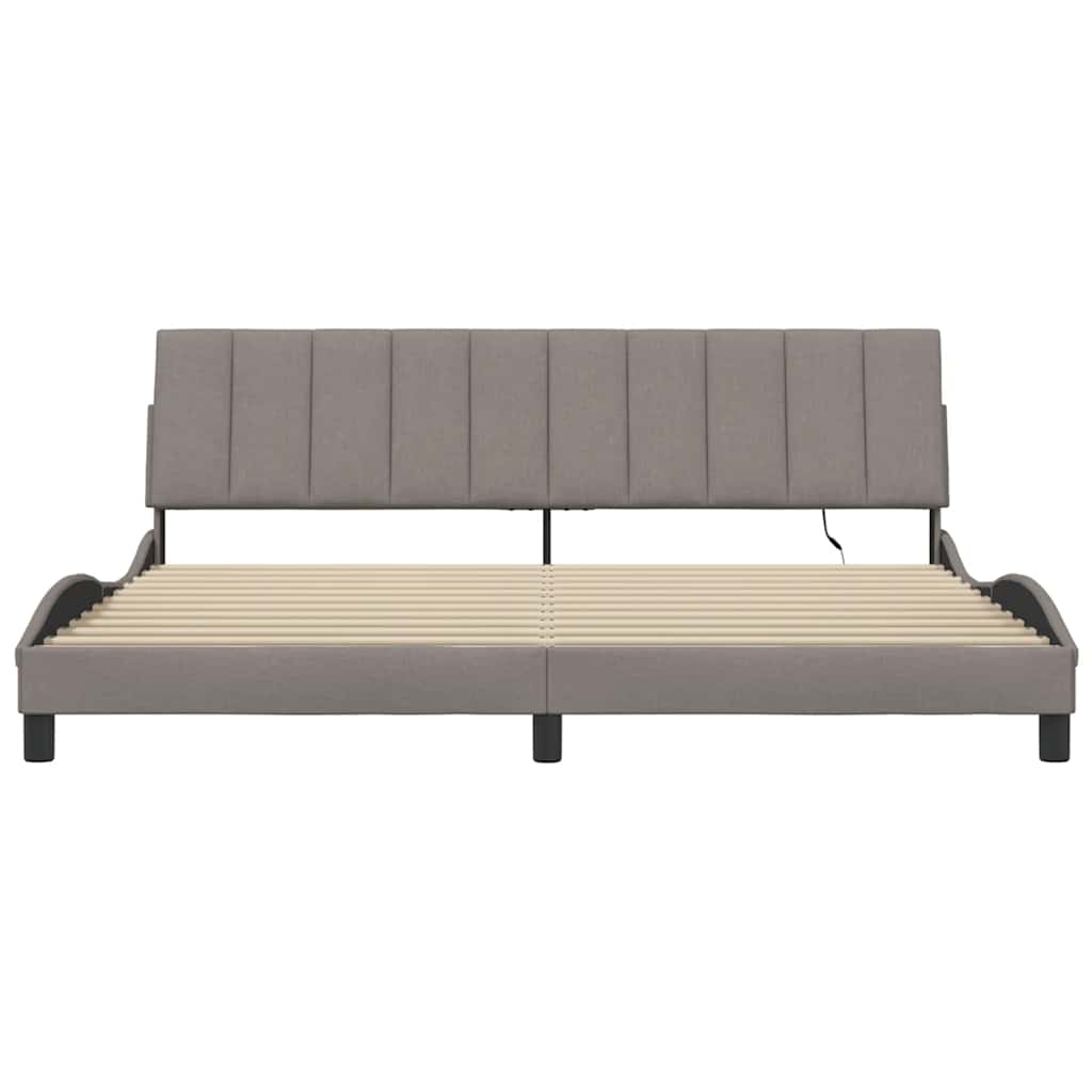 Cadre de lit sans matelas Hanko taupe 200x200 cm tissu
