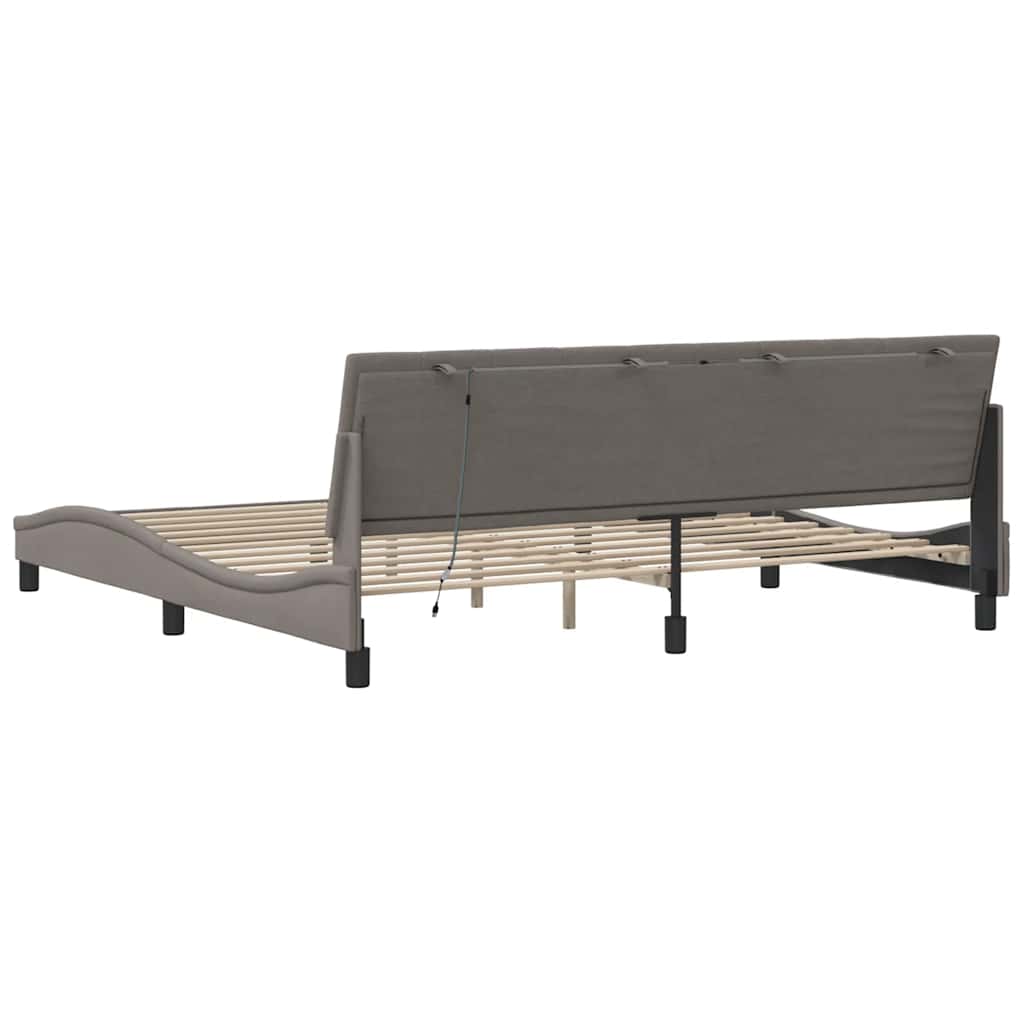 Cadre de lit sans matelas Hanko taupe 200x200 cm tissu