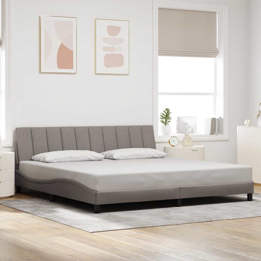 Cadre de lit sans matelas Hanko taupe 200x200 cm tissu