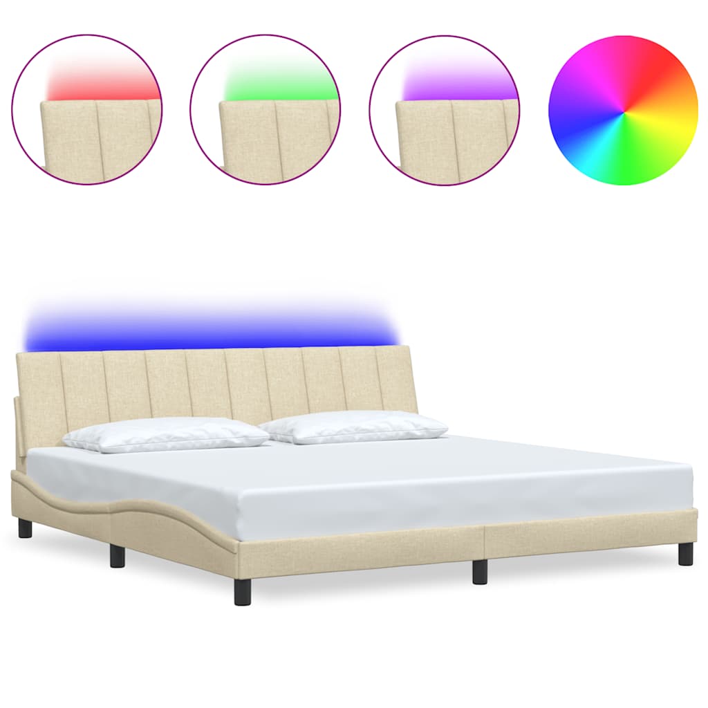 Cadre de lit sans matelas Hanko crème 200x200 cm tissu - XIOS