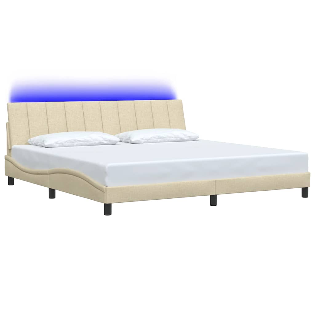 Cadre de lit sans matelas Hanko crème 200x200 cm tissu - XIOS
