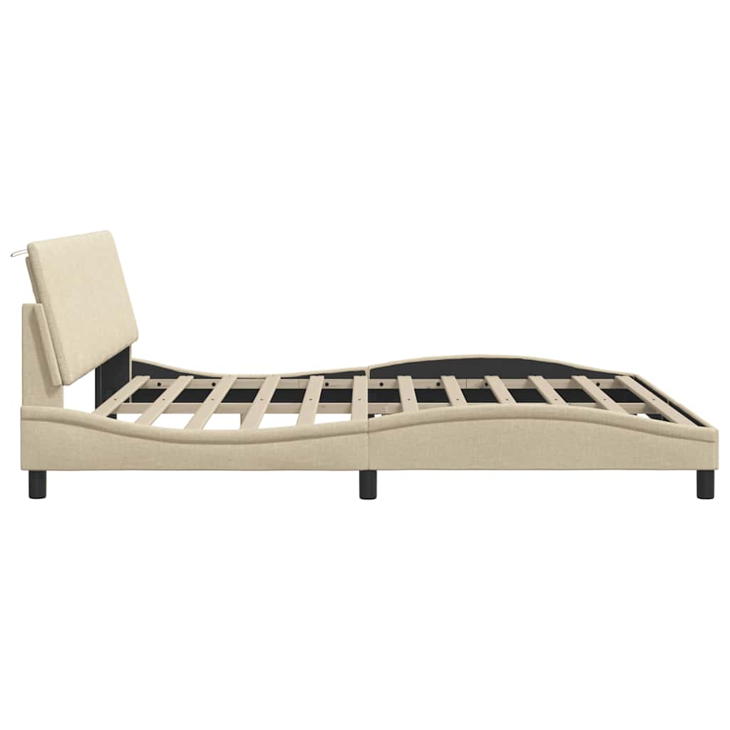 Cadre de lit sans matelas Hanko crème 200x200 cm tissu - XIOS