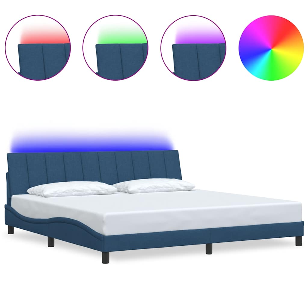 Cadre de lit sans matelas Hanko bleu 200x200 cm tissu - XIOS