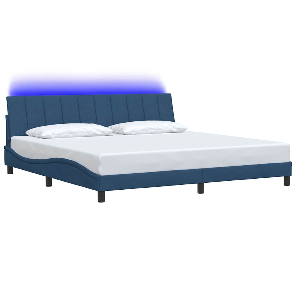 Cadre de lit sans matelas Hanko bleu 200x200 cm tissu - XIOS
