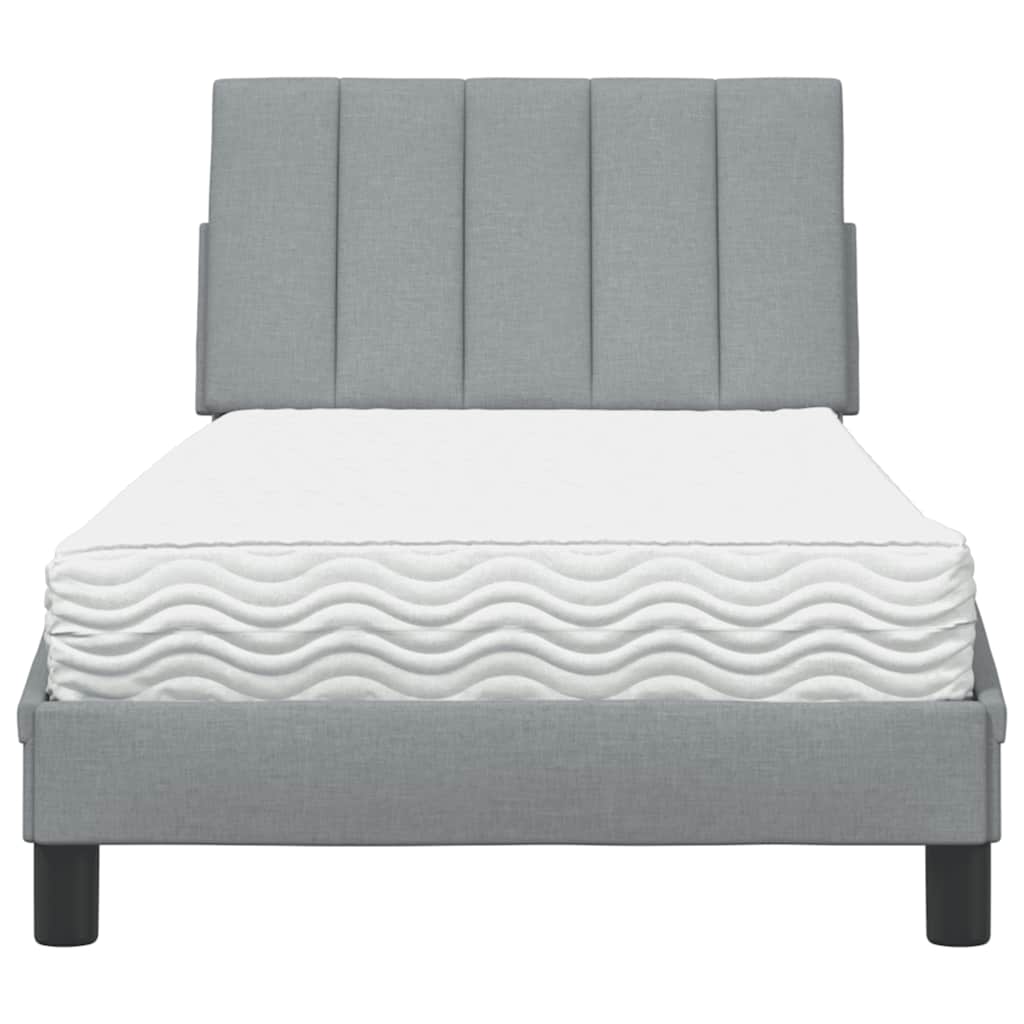 Lit avec matelas Hanko gris clair 80x200 cm tissu - XIOS