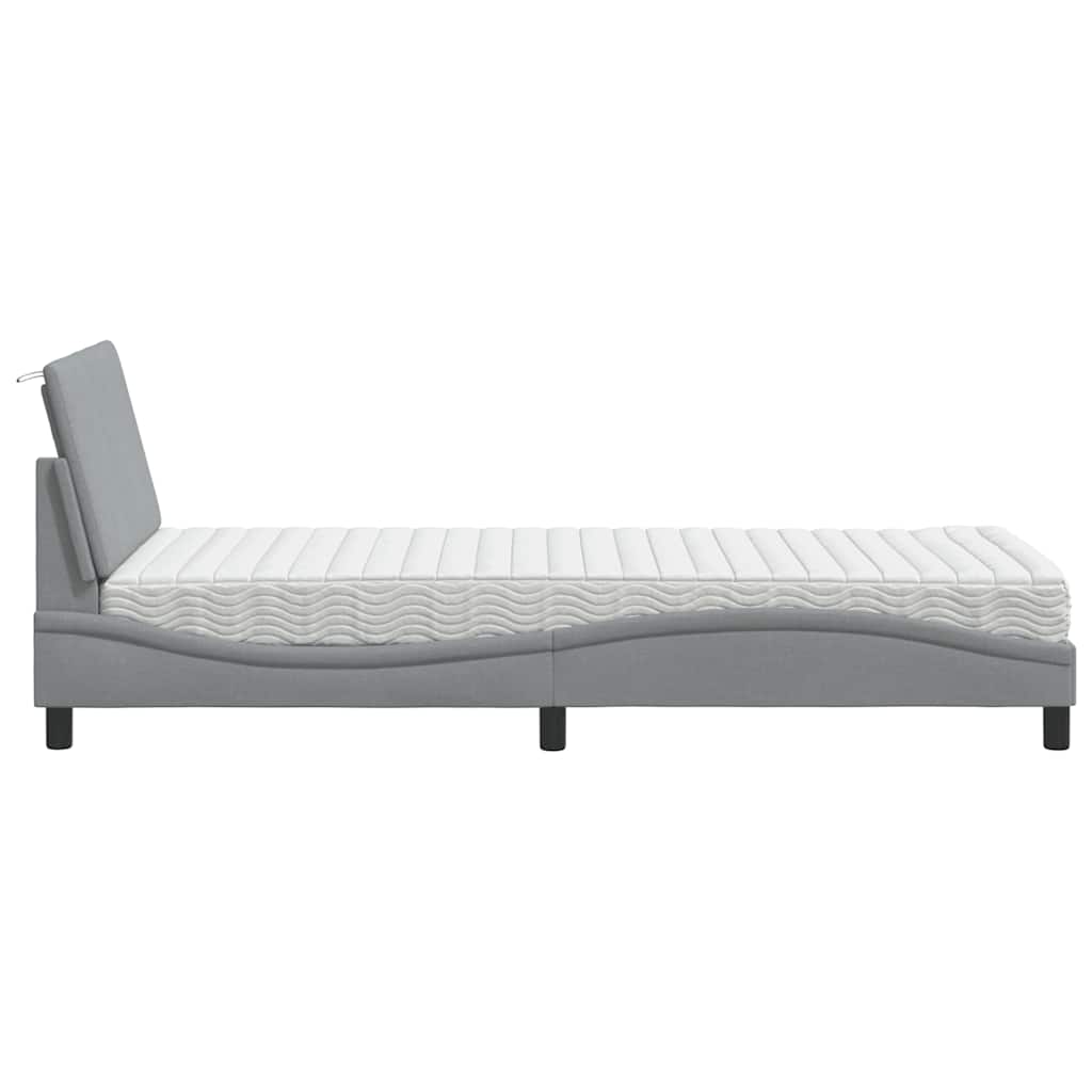 Lit avec matelas Hanko gris clair 80x200 cm tissu - XIOS