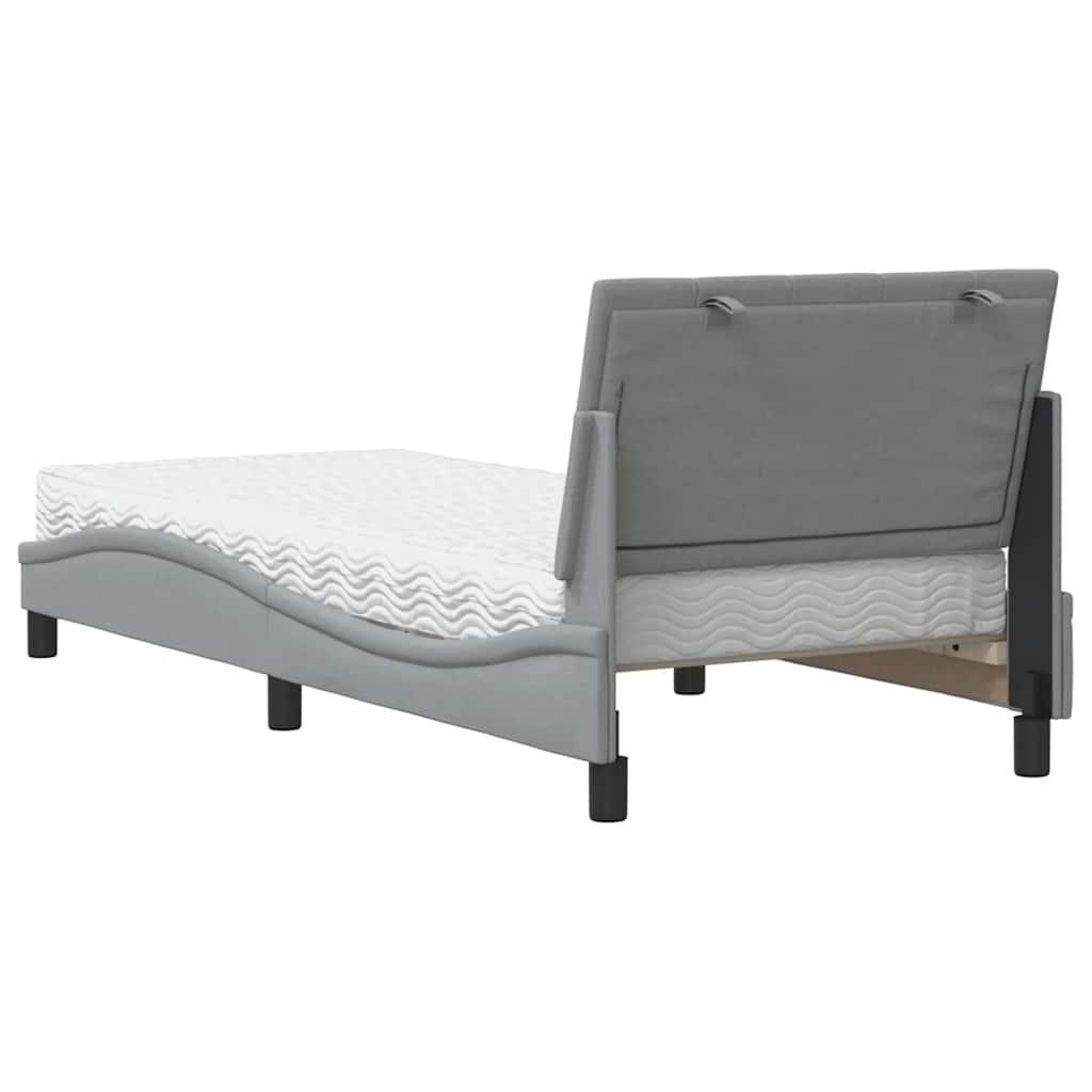 Lit avec matelas Hanko gris clair 80x200 cm tissu - XIOS