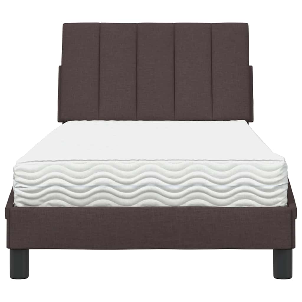 Lit avec matelas Hanko marron foncé 80x200 cm tissu - XIOS