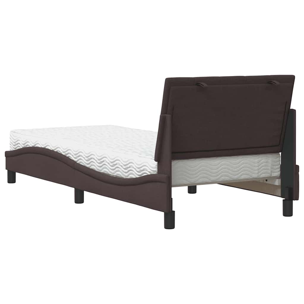 Lit avec matelas Hanko marron foncé 80x200 cm tissu - XIOS