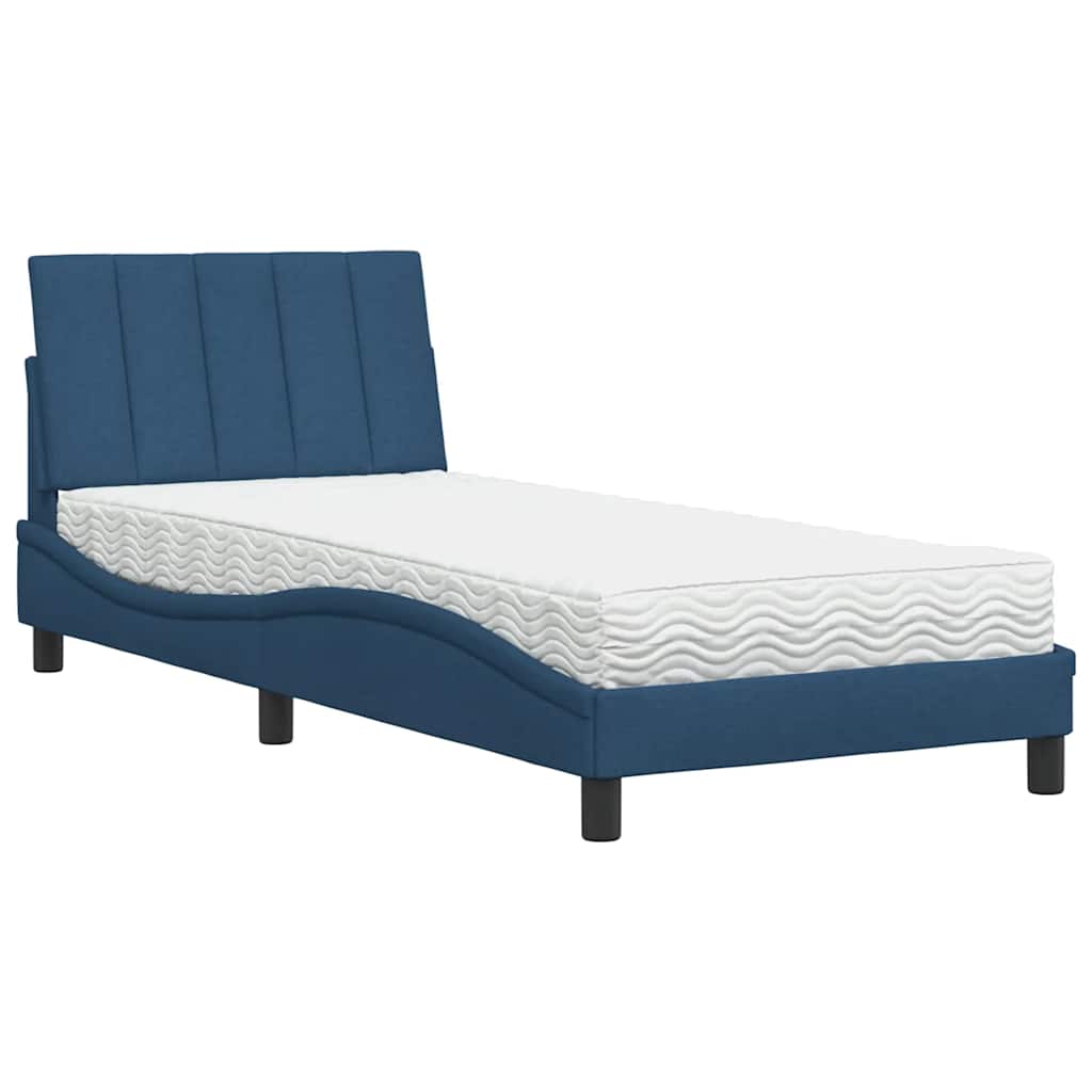Lit avec matelas Hanko bleu 80x200 cm tissu - XIOS