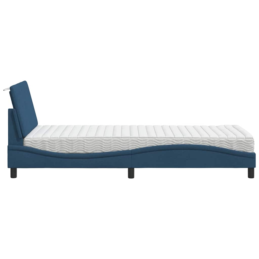 Lit avec matelas Hanko bleu 80x200 cm tissu - XIOS