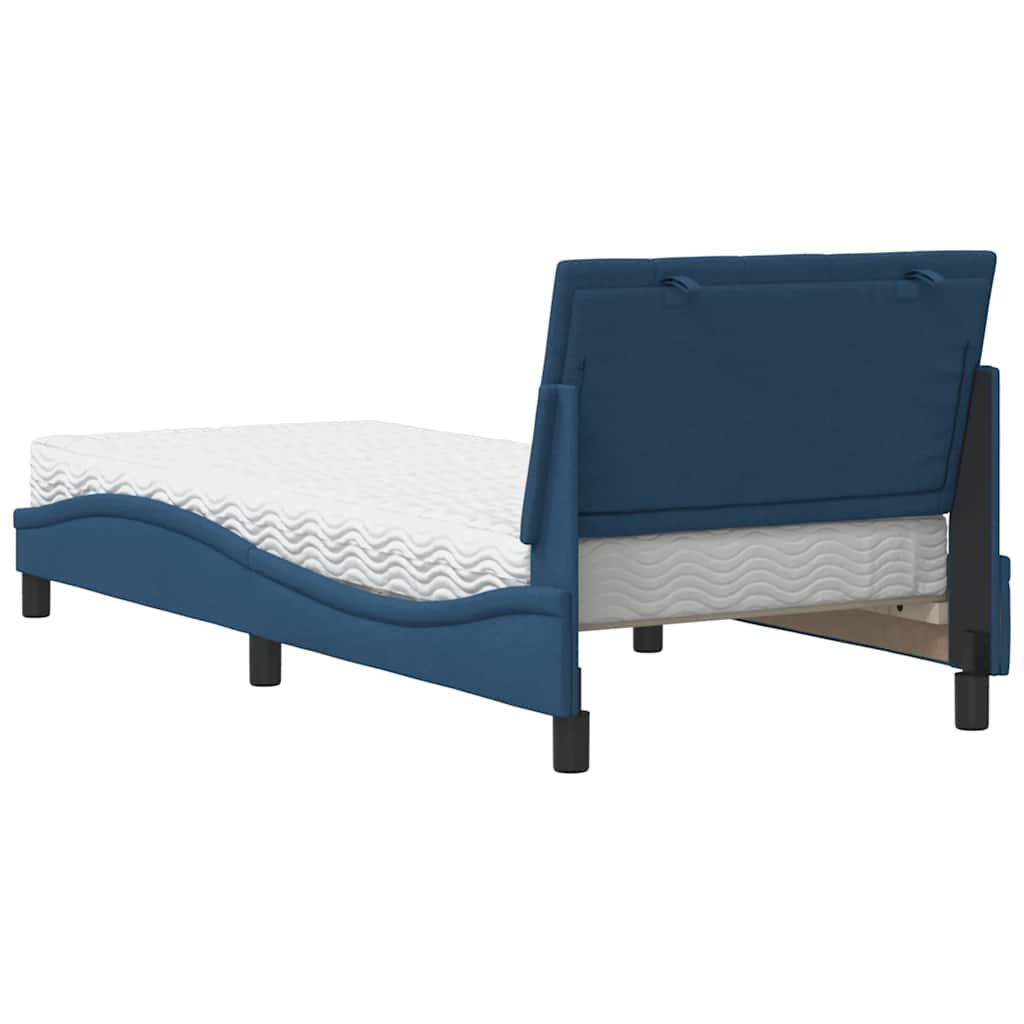 Lit avec matelas Hanko bleu 80x200 cm tissu - XIOS