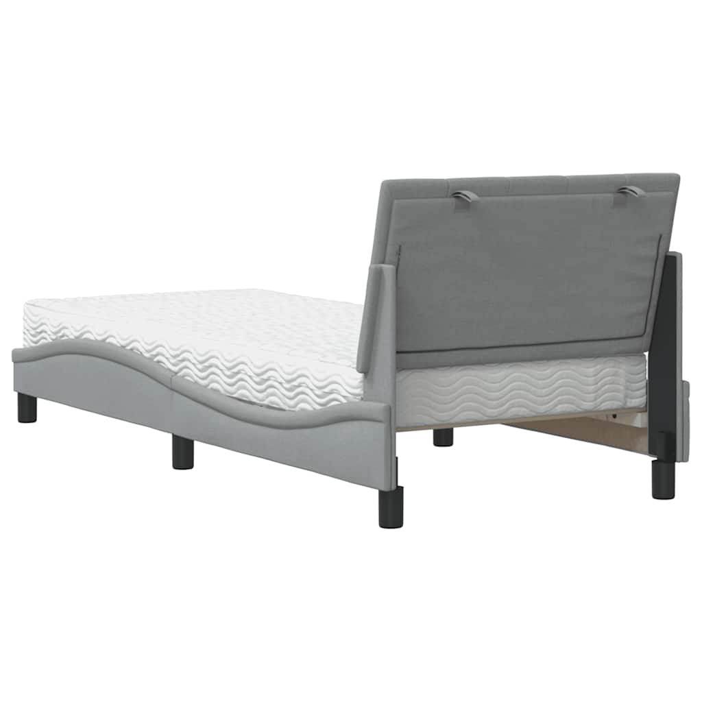 Lit avec matelas Hanko gris clair 90x190 cm tissu - XIOS