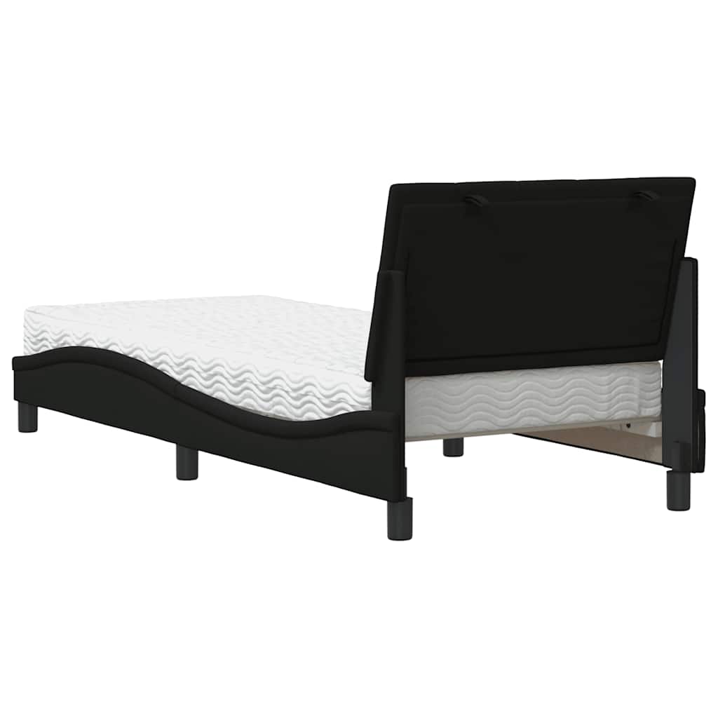 Lit avec matelas Hanko noir 90x190 cm tissu - XIOS