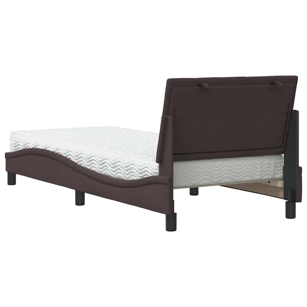 Lit avec matelas Hanko marron foncé 90x190 cm tissu - XIOS