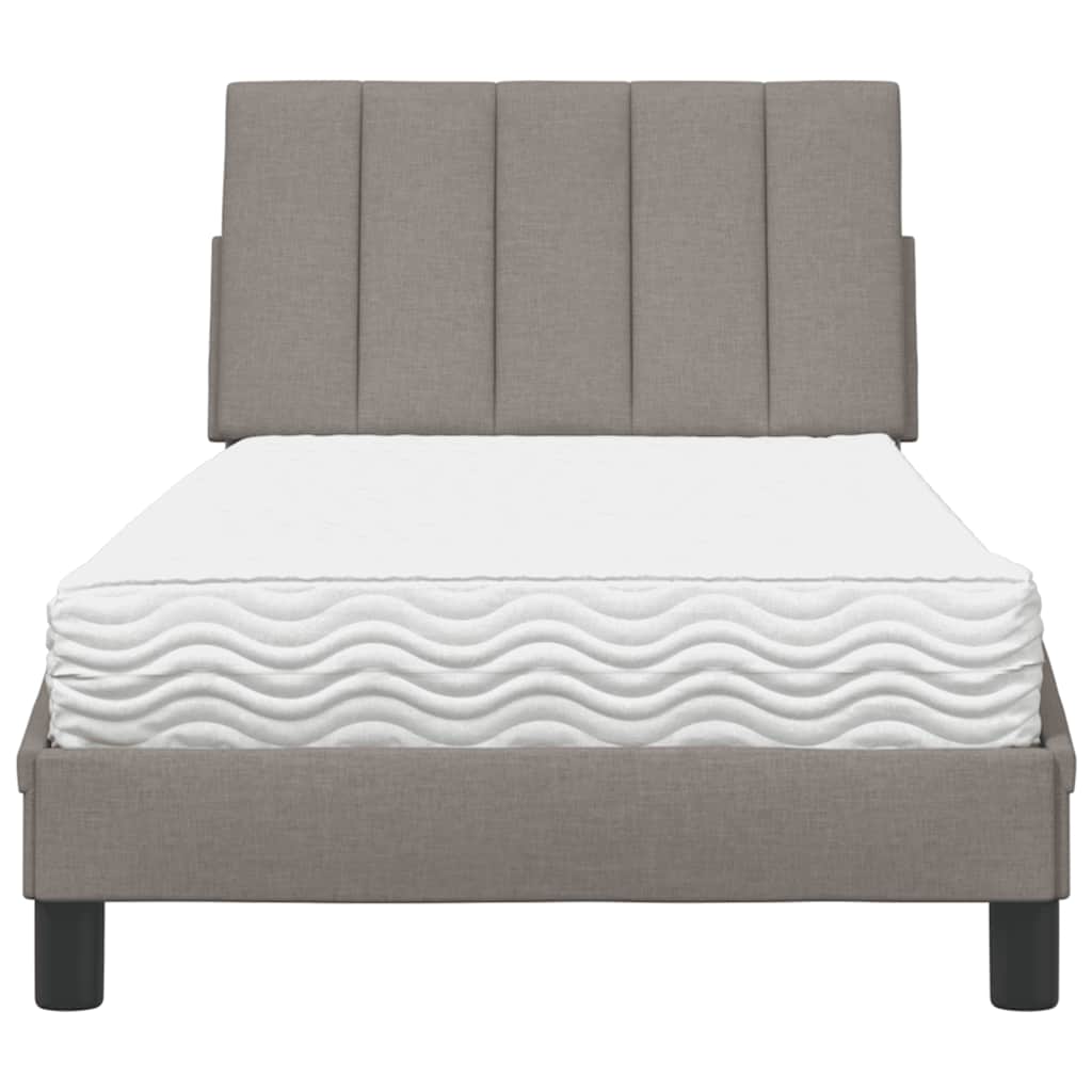 Lit avec matelas Hanko taupe 90x190 cm tissu - XIOS