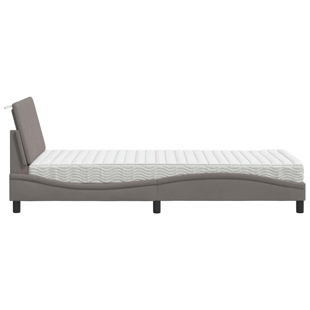 Lit avec matelas Hanko taupe 90x190 cm tissu - XIOS
