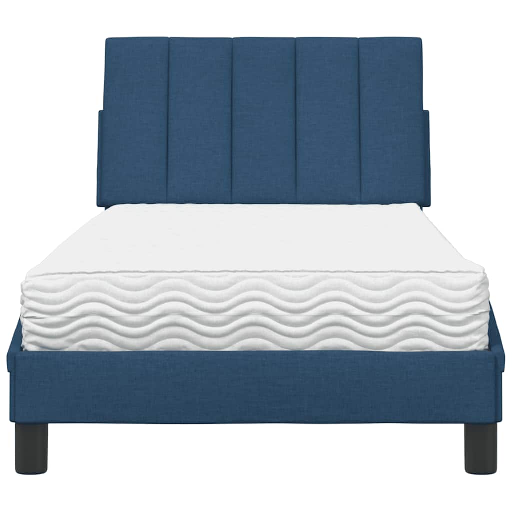 Lit avec matelas Hanko bleu 90x190 cm tissu - XIOS