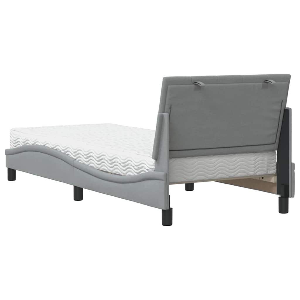 Lit avec matelas gris clair 90x200 cm tissu - XIOS