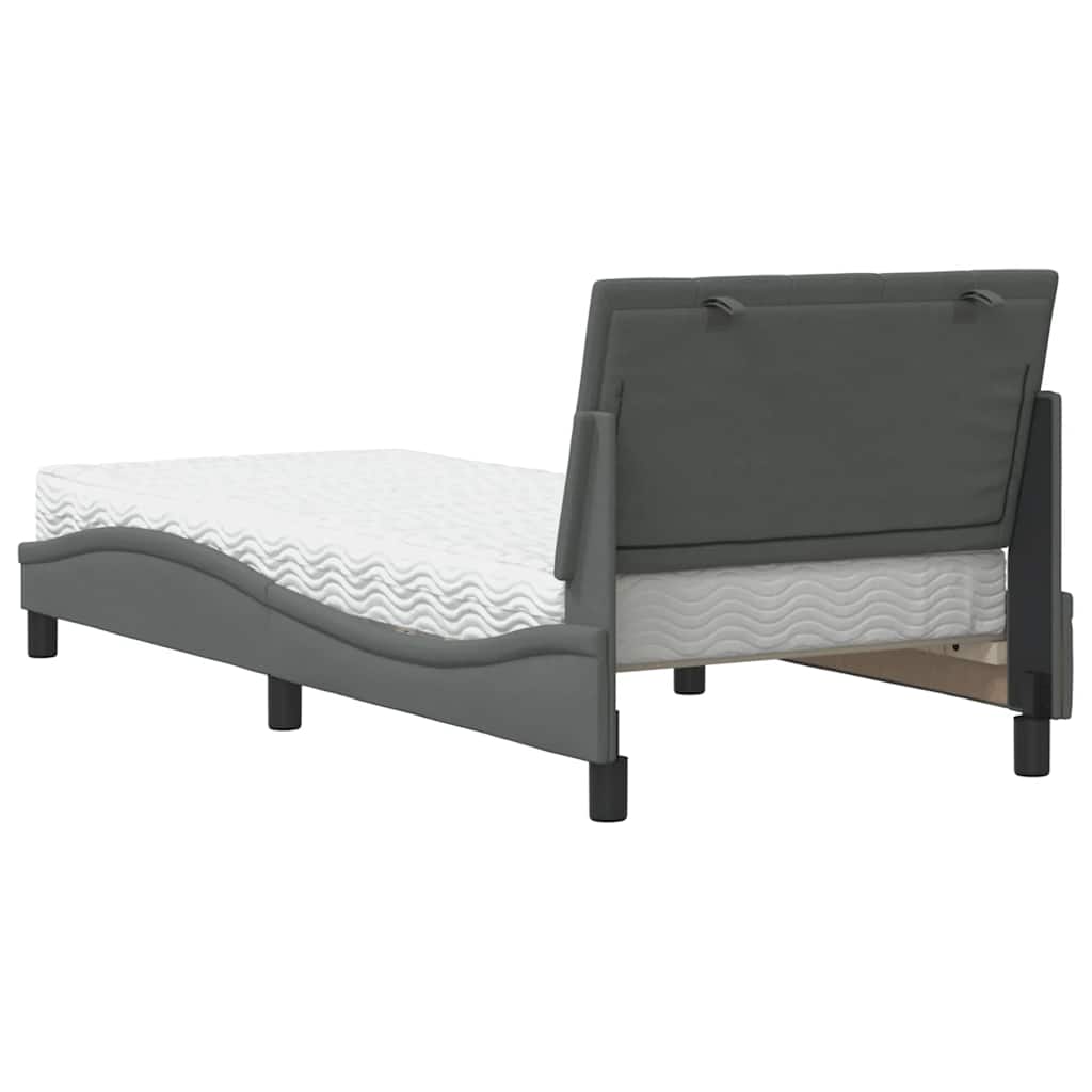 Lit avec matelas gris foncé 90x200 cm tissu - XIOS