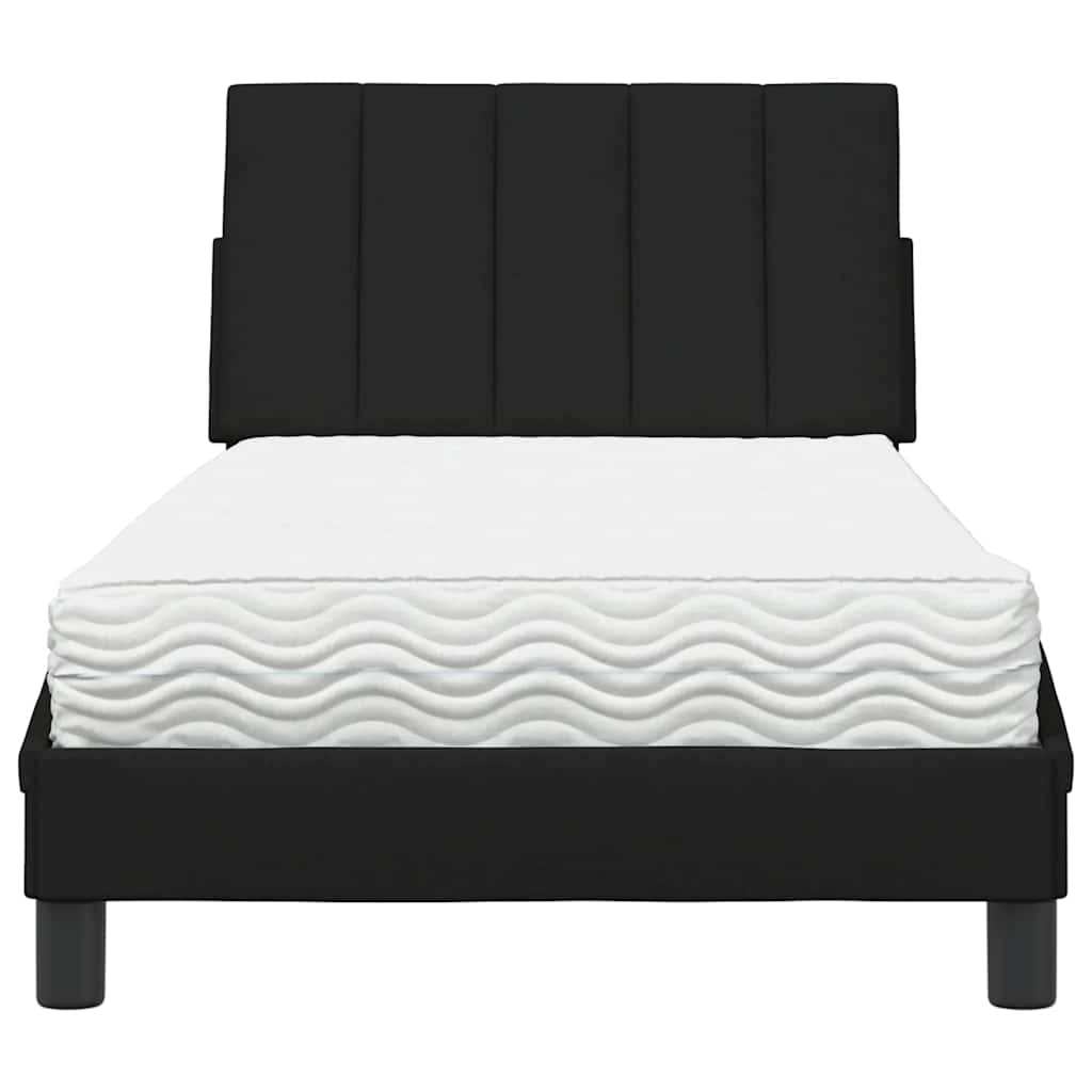 Lit avec matelas noir 90x200 cm tissu - XIOS