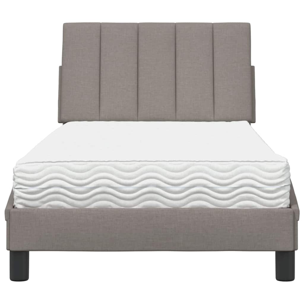 Lit avec matelas Hanko taupe 90x200 cm tissu - XIOS