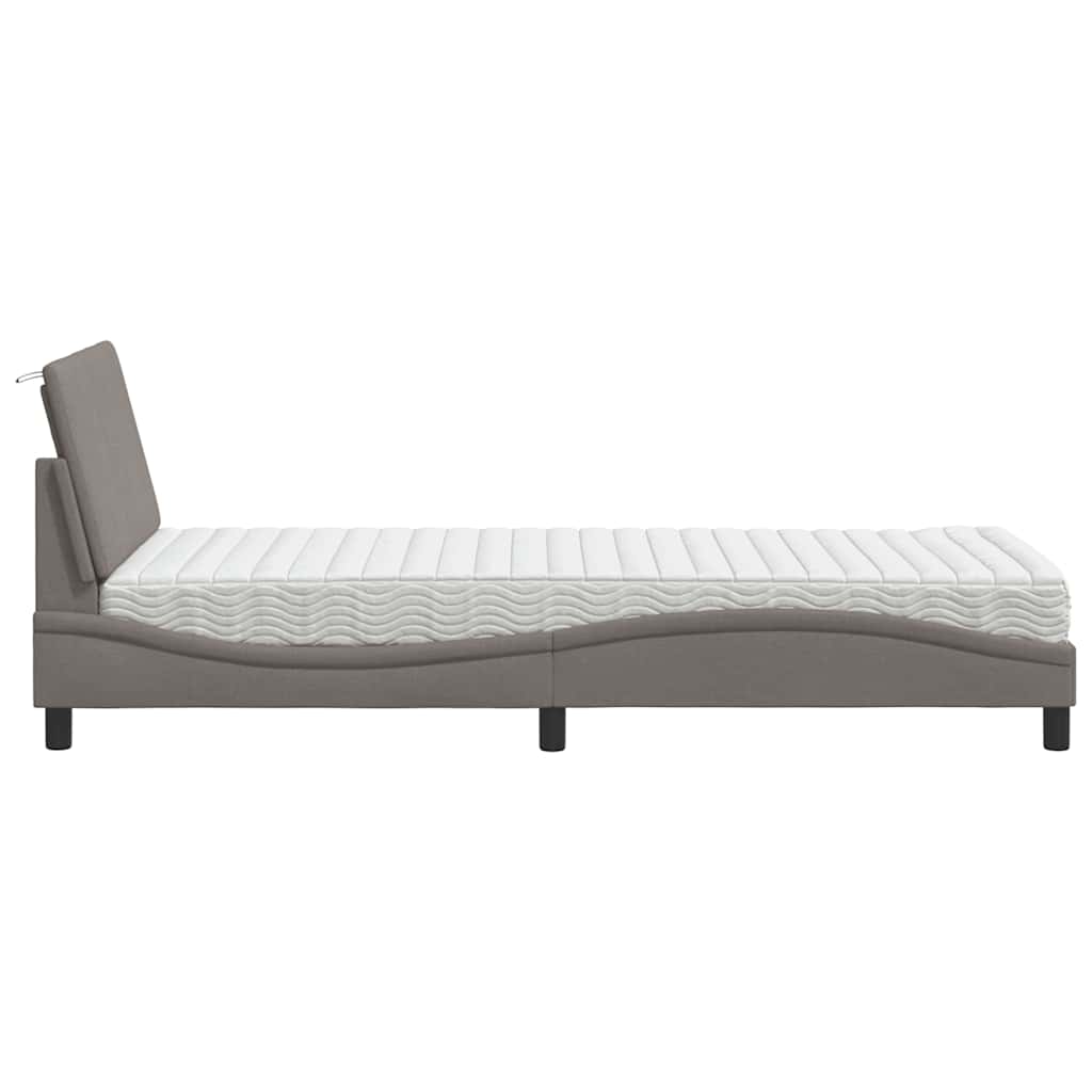 Lit avec matelas Hanko taupe 90x200 cm tissu - XIOS