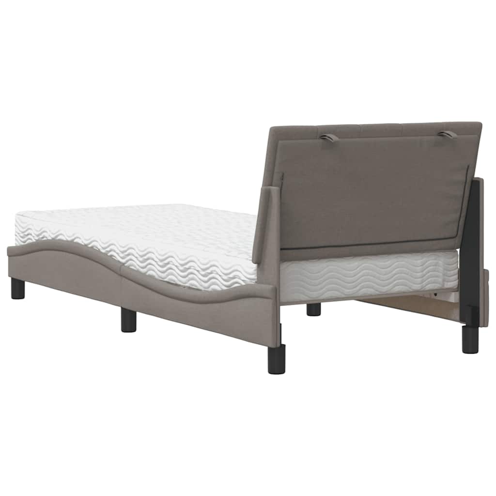 Lit avec matelas Hanko taupe 90x200 cm tissu - XIOS