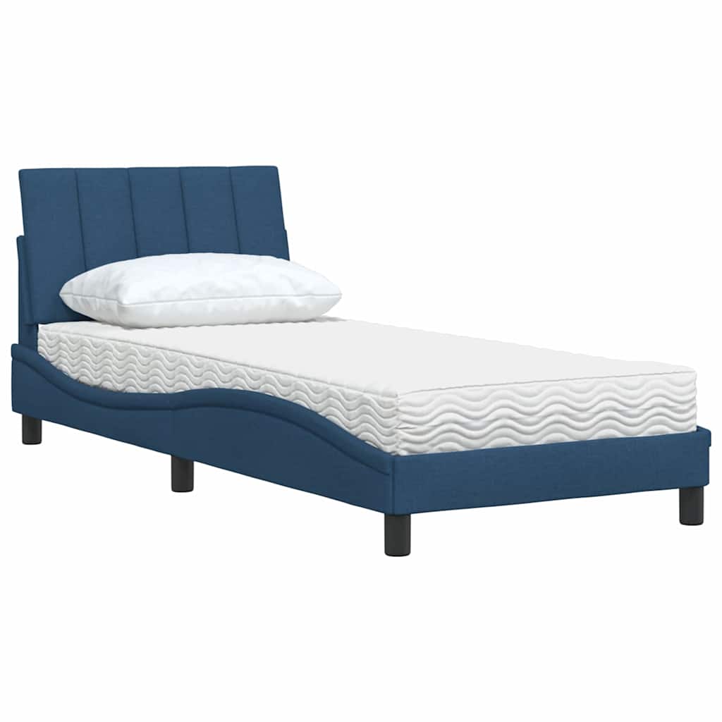 Lit avec matelas Hanko bleu 90x200 cm tissu - XIOS