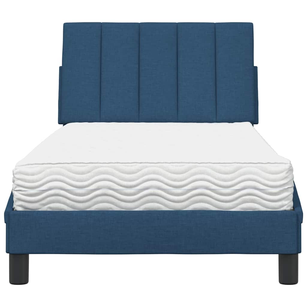 Lit avec matelas Hanko bleu 90x200 cm tissu - XIOS