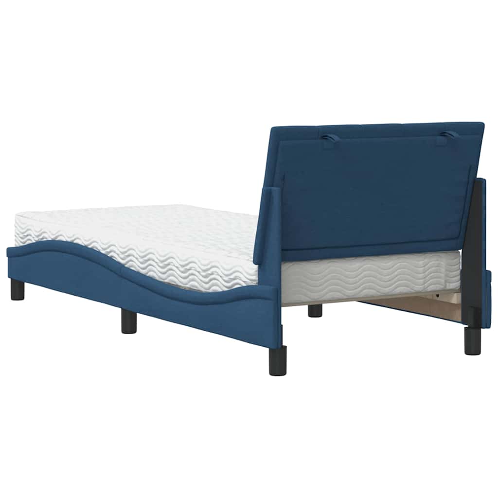 Lit avec matelas Hanko bleu 90x200 cm tissu - XIOS