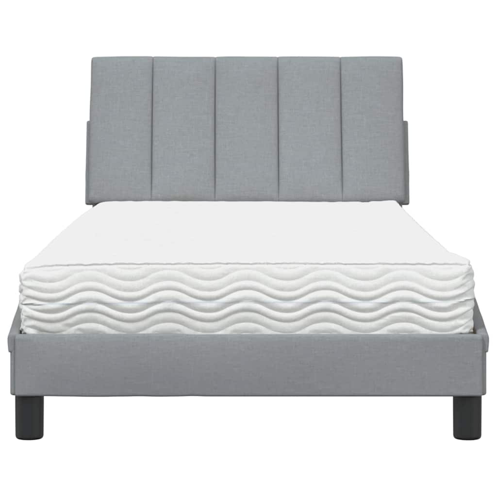 Lit avec matelas Hanko gris clair 100x200 cm tissu - XIOS