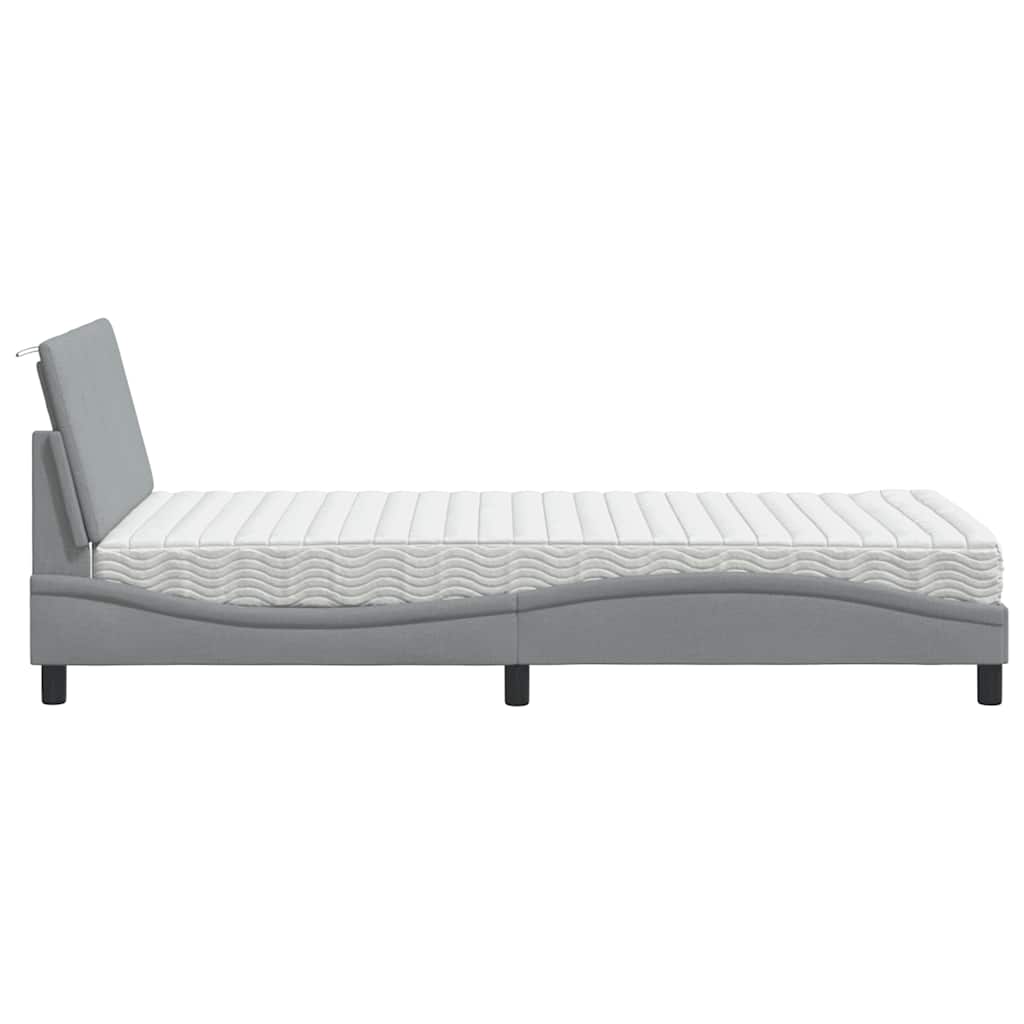 Lit avec matelas Hanko gris clair 100x200 cm tissu - XIOS