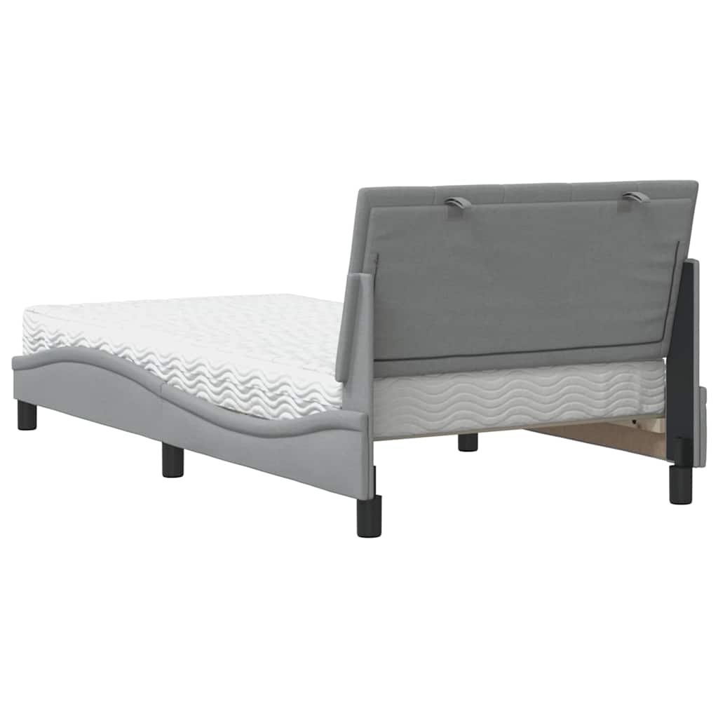 Lit avec matelas Hanko gris clair 100x200 cm tissu - XIOS