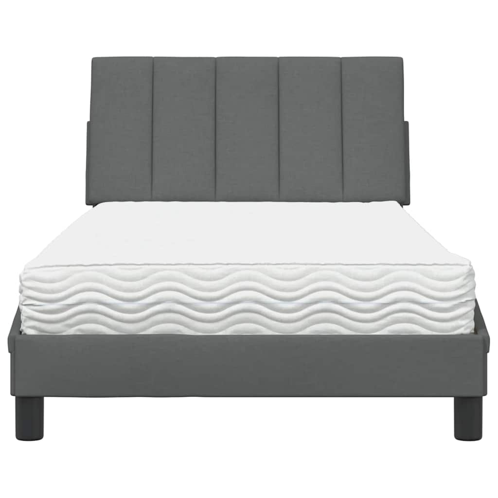 Lit avec matelas Hanko gris foncé 100x200 cm tissu - XIOS