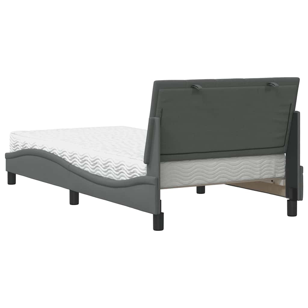 Lit avec matelas Hanko gris foncé 100x200 cm tissu - XIOS