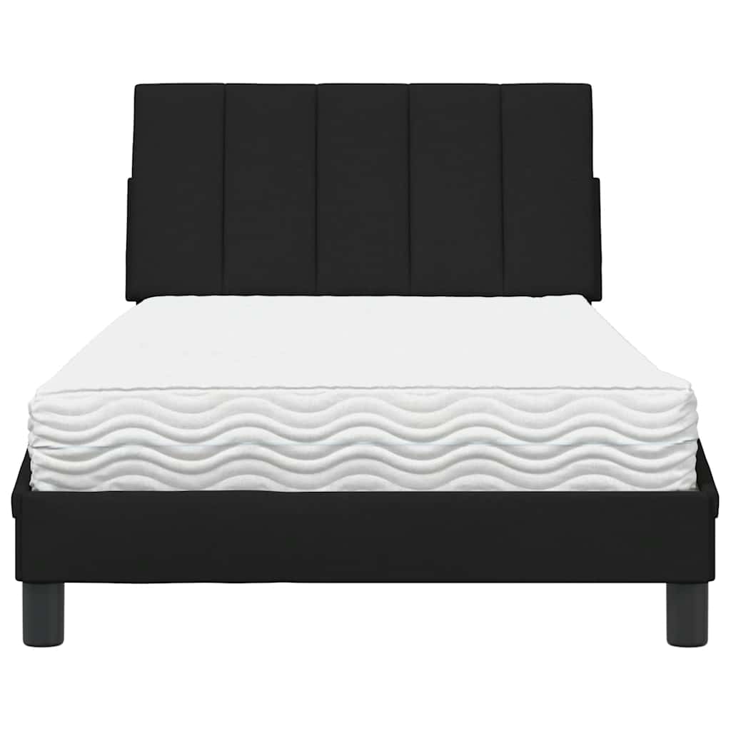Lit avec matelas Hanko noir 100x200 cm tissu