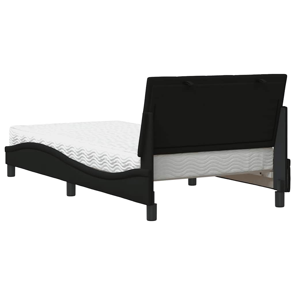 Lit avec matelas Hanko noir 100x200 cm tissu